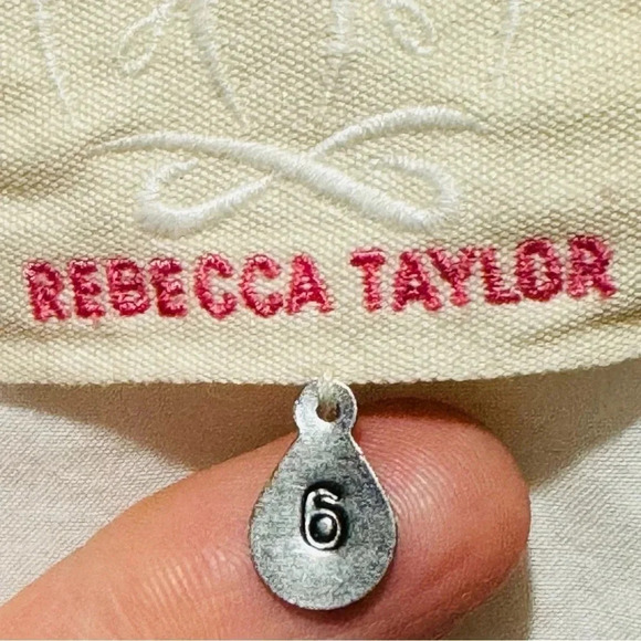 Rebecca Taylor silk linen rhinestones cinched white ecru blazer Y2K holidays US6 - Picture 5 of 7